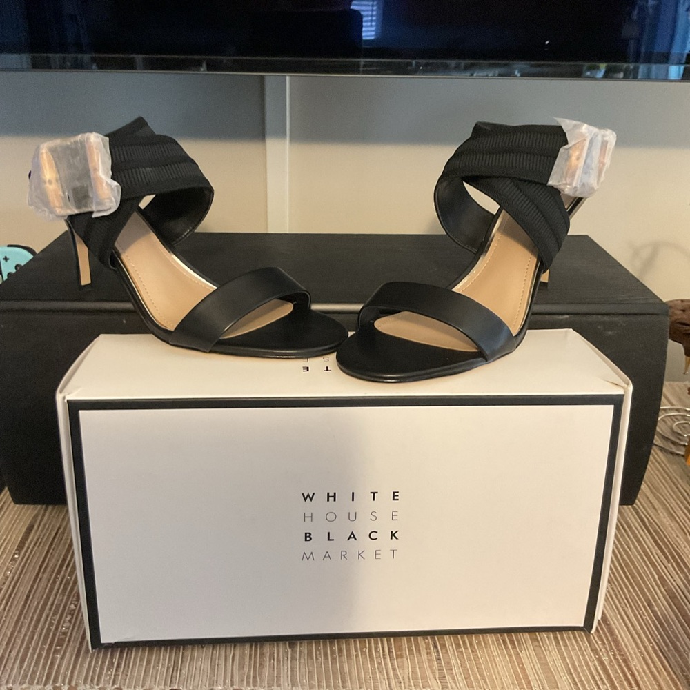 White House Black Market Strappy Black Heels